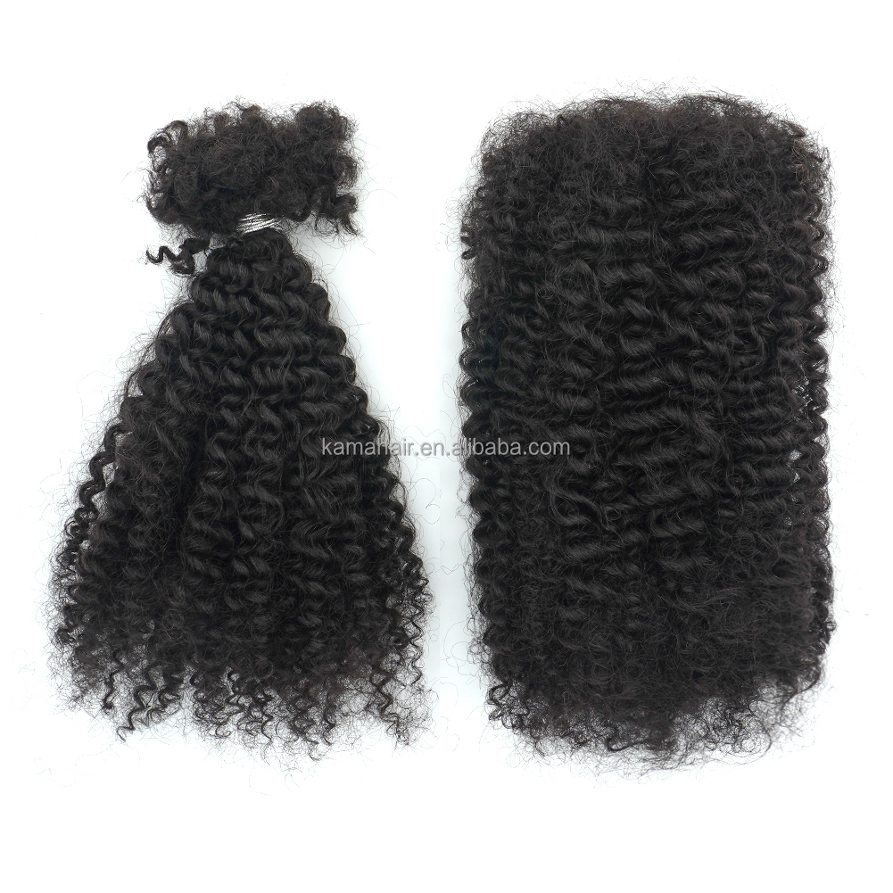 KAMA High Quality 50g 4C Afro Kinky Curly Bulk Human Hair Extensions Remy Hair in 8- 28 Inches Stretched Length for Women Braids