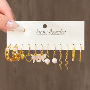 KISSWIFE Moda Gioielli Orecchini Cerchio Grande in Placato Oro Perla Set Di Orecchini Cerchio Cavi Per Le Donne - Product Image 5