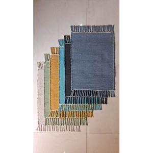 Tapis de sol en coton tissé à la main avec franges, réversible, à rayures, pour chambre, salon, entrée, cuisine et décoration intérieure - Product Image 1