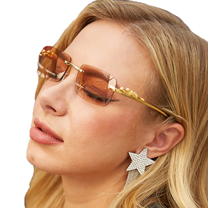 ADE WU STY8665C or léopard décoration lunettes <span class=keywords><strong>de</strong></span> soleil sans cadre femmes sans monture clair lentille Anti-bleu lunettes - Product Image 2
