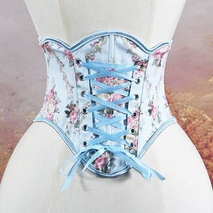 Pink Floral Waist Cincher <b>Corset</b> <b>Belt</b> Lace Up Tie Waist Trainer Slimming Body Shaper - Product Image 4