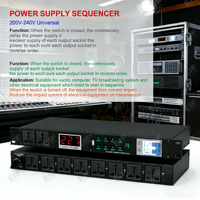 Secuenciador de Alimentación Profesional de 8 Canales, 30A, 100V-240V, con Enchufes Europeos/Estadounidenses, para Sistemas de Audio Profesionales, Protección Eléctrica