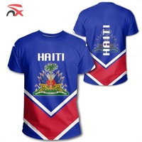 T-shirt drapeau haïtien personnalisé pour événements sportifs, cadeau pour les fans, article de football, manches courtes, été, grande taille