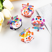 Pince à cheveux créative en forme de clown de dessin animé, faible MOQ, mignonne pince à cheveux de clown souriant de cirque, accessoires de mode pour femmes, personnalité et individualité