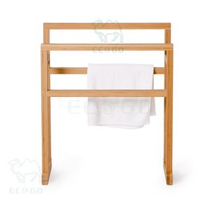 Moso Bamboo Double <strong>Towel</strong> Bar Stainless Steel <strong>Rail</strong> <strong>Wooden</strong> <strong>Towel</strong> Ladder With 2 <strong>Rails</strong> <strong>Wooden</strong> <strong>Towel</strong> Rack - Product Image 3
