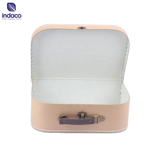 Handmade <b>Stitching</b> Feature Kraft Paper Suitcase Set of Three Boxes Packaging <b>Gifts</b> Kids Cardboard Suitcase with Handle - Product Image 4