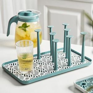 Glass Cup Rack With <b>Tray</b> Square Desktop Quick Dry Draining Rack For Tea Cup Holder - Product Image 2