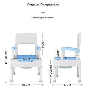 Silla de Inodoro Totalmente de Plástico con Reposabrazos Abatibles, Capacidad de 330 LBS, Altura Ajustable, Inodoro Portátil Resistente <span class=keywords><strong>a</strong></span> la Oxidación para la Seguridad de <span class=keywords><strong>Personas</strong></span> <span class=keywords><strong>Mayores</strong></span> - Product Image 4