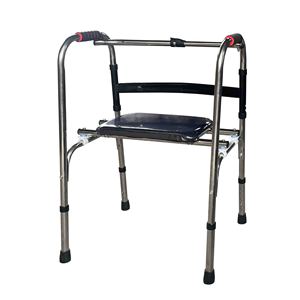 รถช่วยเดินเหล็กกล้าไร้สนิมแบบโค้งเดี่ยวพร้อมที่นั่งสำหรับผู้สูงอายุ - Product Image 1