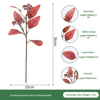 Bunga Sutra Buatan Daun Eucalyptus Cabang Silver Dollar Pendek Buket Tanaman Hijau Tahan Lama Populer Dekorasi Pernikahan