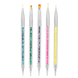 5Pcs Nylon Nail Art Brush <b>Set</b> <b>Crimped</b> Ferrule Glitter Handle Painting Pens for UV Gel Line Drawing - Product Image 6