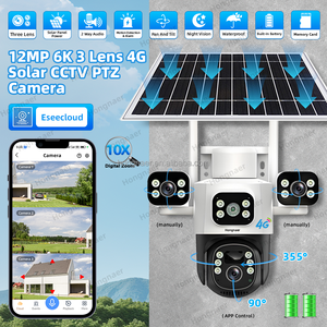 Hongnaer, 12 Мп, 3 объектива, беспроводная 4 г, солнечная энергия, IP-камера, наружная камера видеонаблюдения, 4 г, Sim-карта, Солнечная камера безопасности - Product Image 2