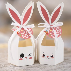 Custom Rabbit Paper Gift <b>Box</b> Easter Candy Packaging <b>Box</b> with Ribbon for Chocolate Cookies <b>Party</b> Favors - Product Image 1