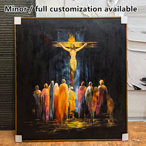 Venta al por mayor decoración de pared versos de la <span class=keywords><strong>Biblia</strong></span> pintados a mano pintura religiosa de Jesús regalos de arte cristiano texturizado - Product Image 3