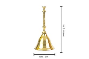Extra Loud Solid Brass Bell Handle Modern Religious Home Decor and Worship <b>Metal</b> <b>Craft</b> Plated Multi-Purpose Product - Product Image 2