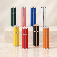 Atomiseur de parfum portable en verre de 10 ml avec revêtement en cuir PU, flacon de voyage rechargeable, finition argentée, cosmétique