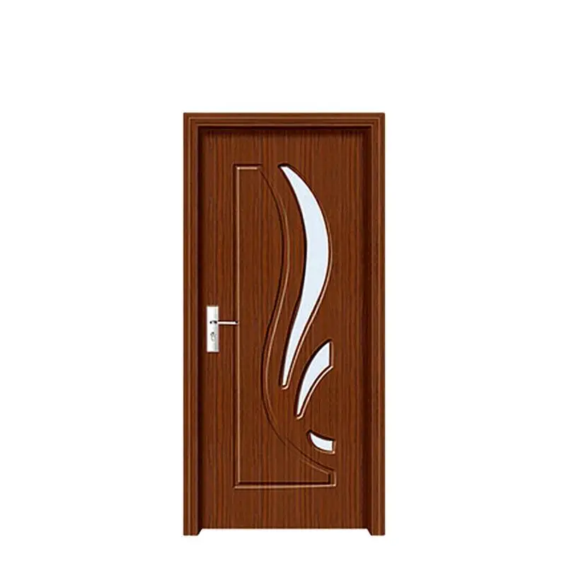 Puerta Interior de madera para baño, puerta interna sólida con revestimiento de película de PVC, manijas de puerta Interior, marcos de madera, suministro directo de fábrica China