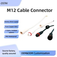 Câble Connecteur Étanche M12 2 3 4 5 Broches IP67 Mâle Femelle en Cuivre, Cordon d'Alimentation 12V 24V pour Système d'Éclairage LED Industriel