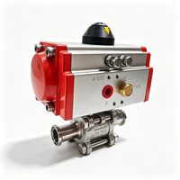 Vanne à bille pneumatique sanitaire à trois colliers de 3/4 pouce en acier inoxydable SS304, vanne de régulation automatique pour l'industrie alimentaire, des boissons et pharmaceutique