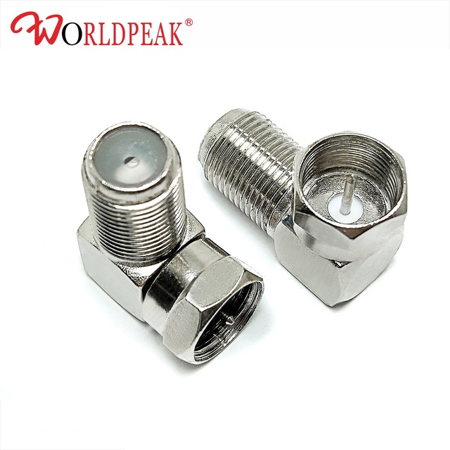 RF Adapter F Type Male Plug to Female Jack Socket Right Angle Curved TV Antenna Coaxial Coax Cable Adaptor Connector