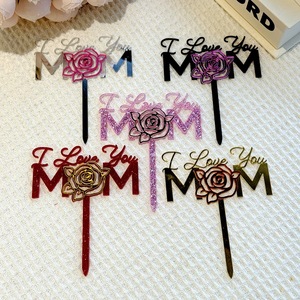 Honey And Sweetness I Love You Mom Acrylic Cake Topper Rose Mother's Day Cake Decoration - Product Image 3