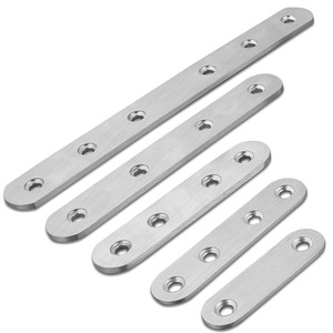 Soportes rectos de acero inoxidable, conectores planos de varios tamaños para puertas de armarios, moldeado duradero de una sola pieza - Product Image 1