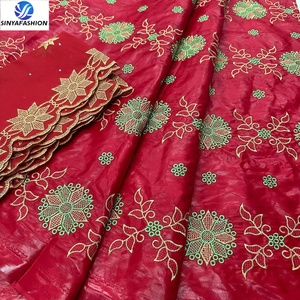 Vente Chaude Tissus Africains Bazin Riche de 5 Yards et Dentelle Française Brodé de 2 Yards pour Mariages et Fêtes – <span class=keywords><strong>Style</strong></span> Élégant et Sexy - Product Image 4