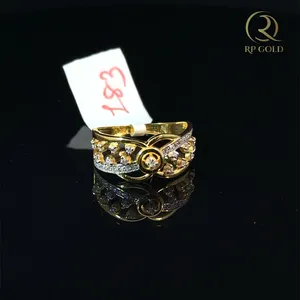 Stylish <b>gold</b> <b>ring</b> with sparkling stones elegant modern design for women daily wear party wear and special occasions shine - Product Image 3