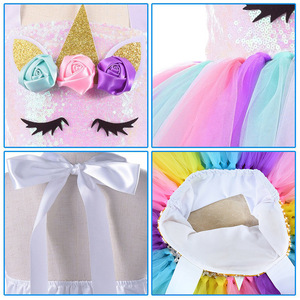Abiti da <span class=keywords><strong>bambina</strong></span> principessa <span class=keywords><strong>unicorno</strong></span> Tutu abiti da festa di compleanno per <span class=keywords><strong>bambina</strong></span> con fiori pastello Tulle costumi Cosplay di Halloween per bambini - Product Image 3