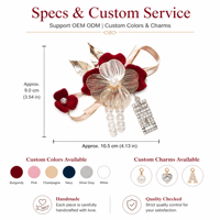 Corsage de poignet en velours et perles pour demoiselle d'honneur, fleur de main pour la mariée, fête prénuptiale, cérémonie de mariage, banquet, décoration de main