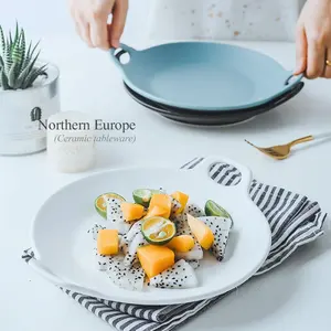 2020 Mới Nhất 7 "Bắc Âu Macaron Hình Chữ Nhật Bakeware Sản Phẩm Baking Set, Gốm Lasagna Rang Baking Pan Với Xử Lý
