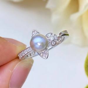 ขาตั้งแหวนเงินแท้ S925 รุ่น 10618DIY สำหรับใส่ไข่มุก  แบบหนา ทันสมัย  รองรับไข่มุกขนาด 10-13 มม. - Product Image 4