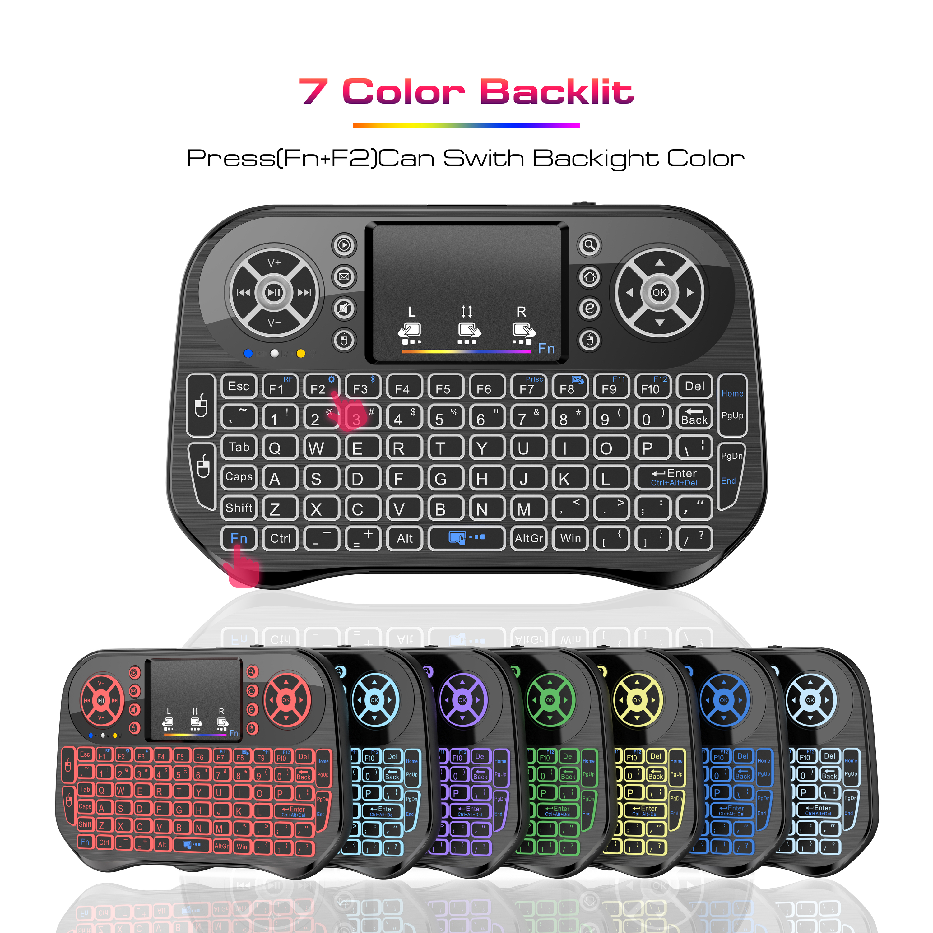 Игровая клавиатура с подсветкой I10, беспроводная 2,4G + BT Air Mouse, тачпад, пульт дистанционного управления для Android TV Box