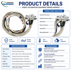 Câble blindé pour machines d'automatisation industrielle robotique sur mesure, faisceau de câblage avec connecteur robuste, OEM - Product Image 2