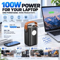 Batterie externe pour ordinateur portable 60000mah à charge rapide PD100W pour utilisation sur mobile et ordinateur portable prête à expédier avec lampe