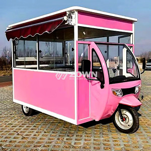 Camion de cuisine mobile électrique rose à trois roues avec cabine fermée et fenêtre de service - Product Image 2