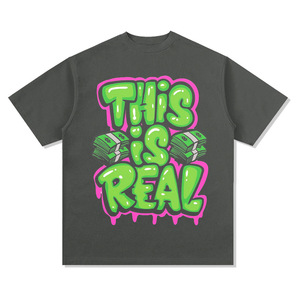 T-shirt graphique avec logo personnalisé pour hommes 100% coton épais design surdimensionné vintage impression DTG de style de rue motif solide - Product Image 1