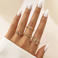 4 Pcs/Set Papillon Blé Oreille Ouvert Anneau Set pour Femmes Bijoux en Gros