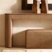 Console Murale Multifonctionnelle en Bois de Chêne Massif RH, Couleur Personnalisable, Style Rétro Américain, pour Entrée, Couloir et Salon