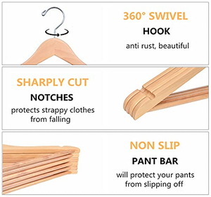 Commercial Coat <b>Hangers</b> Wedding Dress Wooden <b>Hangers</b> Anti Slip Wide Shoulder Anti Stretch Garment <b>Hanger</b> - Product Image 3