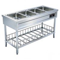Comptoir de maintien au chaud des aliments commercial, conservation de la chaleur 24h, table de présentation d'aliments chauds en acier inoxydable 201