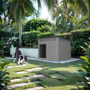 Fabricante al por mayor PP impermeable al aire libre de lujo Big Leaning Roof Casa de perro - Product Image 2