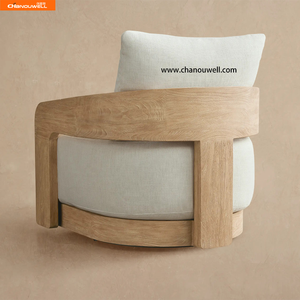 Fauteuil pivotant en teck moderne avec coussins imperméables durables <span class=keywords><strong>pour</strong></span> la détente en plein air - Design écologique - Product Image 4
