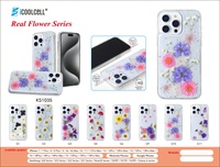 Coque de téléphone de luxe en TPU+PC antichoc avec anneau magnétique et fleurs naturelles, faite à la main, transparente et protectrice pour / OEM ODM