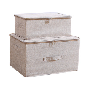 Fabric Storage <b>Box</b> Rectangle 20L-30L Zippered Washable Clothing Organizer Wardrobe Organizer Dormitory Use Canvas Material - Product Image 3