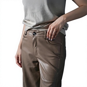 Women's High Waist PU Wide Leg Solid Color Loose Fit Full Length <b>Trousers</b> Breathable <b>Waterproof</b> Windproof Casual Summer Office - Product Image 4
