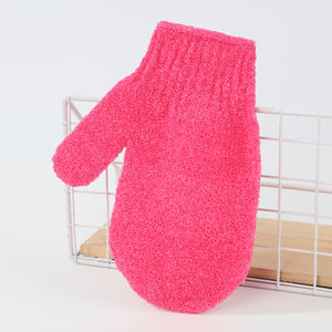 ถุงมืออาบน้ำผ้าไนลอนผ้าป่านสีเดียวถุงมือขัดผิวเพื่อขจัดสิ่งสกปรกที่ผิวหนังที่ตายแล้วขัดผิว - Product Image 6