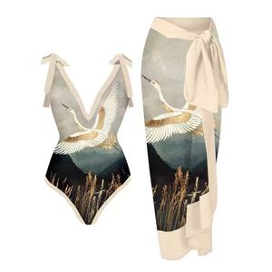 Nuovo Costume da Bagno Intero da Donna 2026 con Stampa, Sexy, Senza Schienale, con Laccetti, Gonna, Asciugatura Rapida, Impermeabile, per Spiaggia Estiva, Vendita all'Ingrosso - Product Image 3