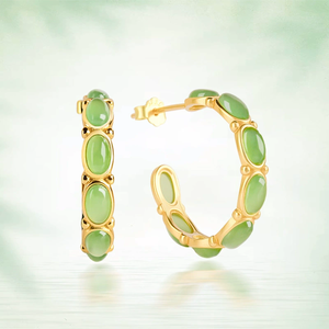 Pendientes de Ágata Natural Verde Espinaca con Incrustaciones de Plata S925, Chapados en Oro de 18K, Modernos, para Mujer, Aniversario - Product Image 4