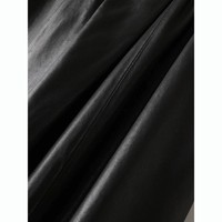 Pantalon en cuir d'agneau tanné végétal pour femme HN6603, taille mi-haute élastique, jambe large, longueur cheville, noir, en peau de mouton